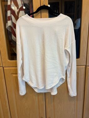 Athleta Cream Boatneck Long-Sleeve Pullover